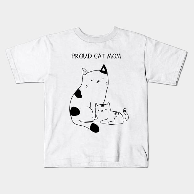 Proud Cat Mom Kids T-Shirt by annearrt